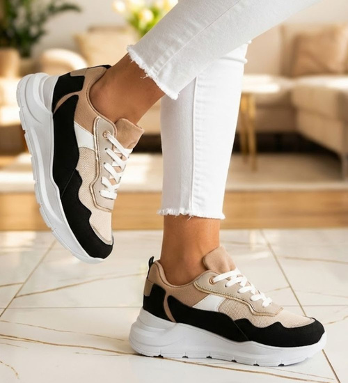 Sznurowane damskie buty sportowe /D9-3 13922 T299/