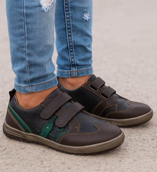 Chłopięce półbuty na rzepy Khaki /G12-2 18126 T282/