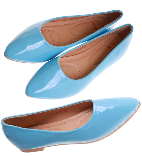 Niebieskie klasyczne baleriny damskie /G5-2 17745 W088/