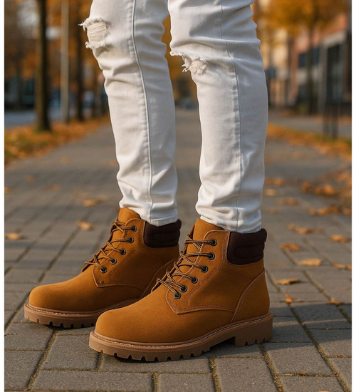 Sznurowane trapery męskie Camel /F6-3 18354 TT386/