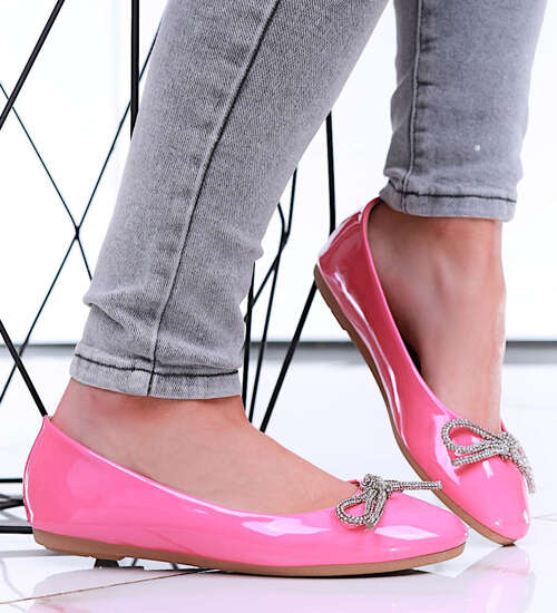 Fuksjowe lśniące baleriny z kokardą /B2-3 16240 G079/