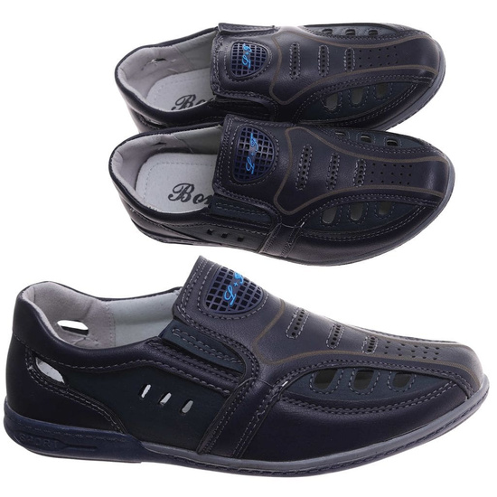 Ażurowe półbuty sandały chłopięce wsuwane Granatowe /B2-3 17851 T8-61 +h2/