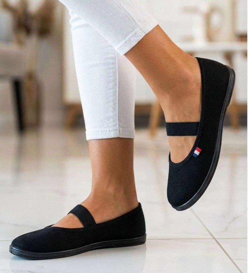 Czarne wsuwane balerinki tenisówki czeszki /B4-2 18836 T293/