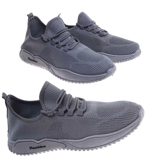 Szare wzuwane męskie buty sportowe /B4-1 18019 T288/