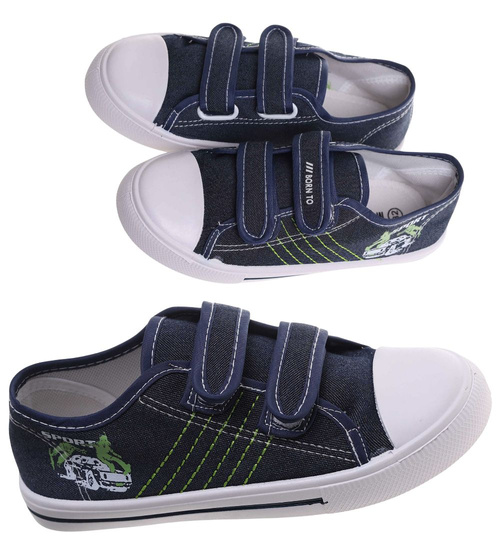 Granatowe tenisówki chłopięce na rzepy /C5-1 18031 T189/