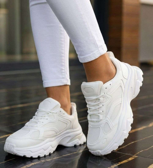 Damskie buty sportowe białe na platformie /G8-2 18658 S242/