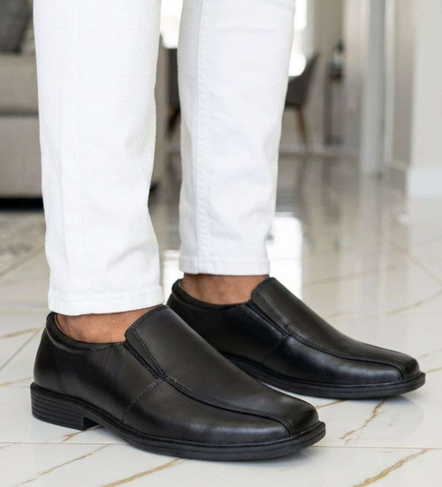 Czarne wkładane półbuty pantofle męskie /G3-3 18674 T299/