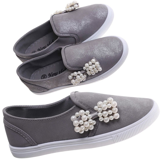 Tenisówki dziewczęce Wsuwane szare trampki /F5-2 17852 T111/