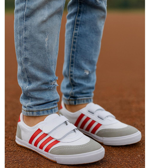 Białe trampki halówki na rzepy /D8-1+H2 18083 T186/