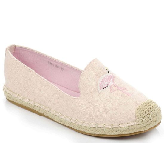 Baleriny espadryle z flamingiem RÓŻOWE /D8-1 Ae412 S329/