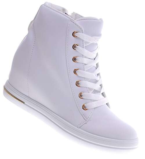 Białe sneakersy damskie na koturnie /C4-3 12815 T690/