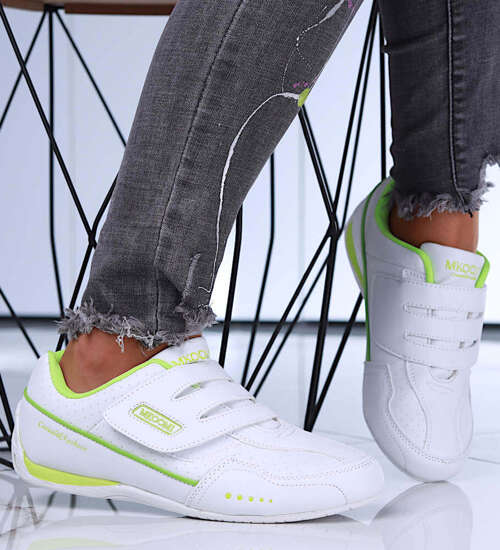 Biało zielone sportowe buty na rzepy /D9-3 15661 T244/