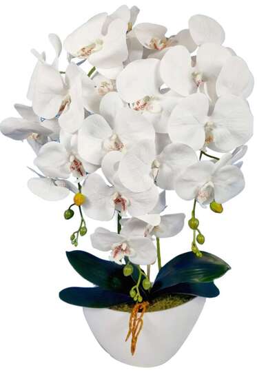 Biały storczyk orchidea- sztuczne kwiaty 60 cm 3pgbb