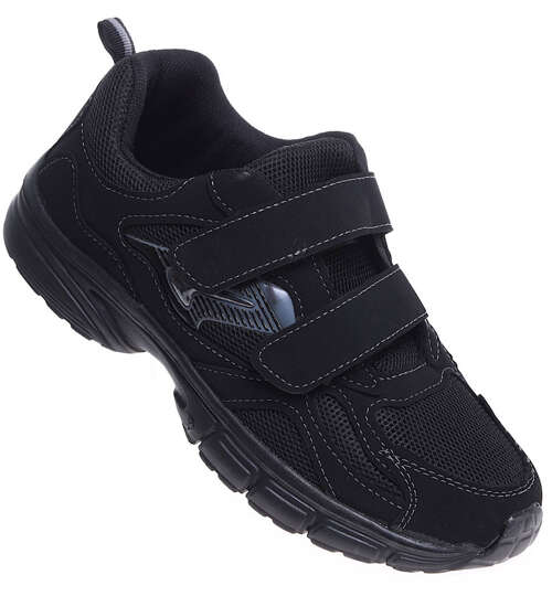 Chłopięce czarne buty sportowe na rzepy /C6-1 15944  T396/