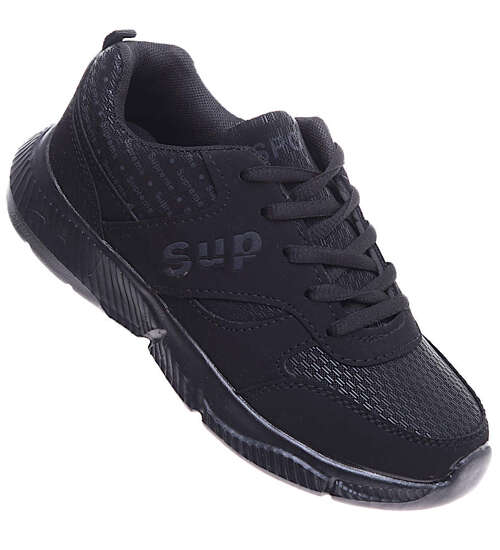 Chłopięce sznurowane czarne buty sportowe /C5-3 15940 T385/