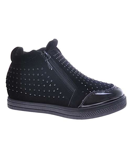 Czarne dziewczęce sneakersy cekinami   /B5-3 10966 T189/