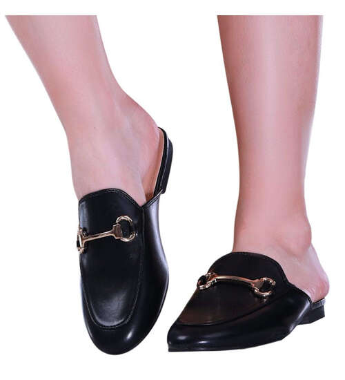 Czarne pikowane klapki buty na lato /B5-2 14173 T138/