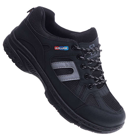 Czarne sportowe buty męskie trekkingowe /A8-1 14920 T338/