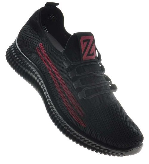 Czarne sportowe obuwie męskie Black-Red /G12-3 9029 S275/