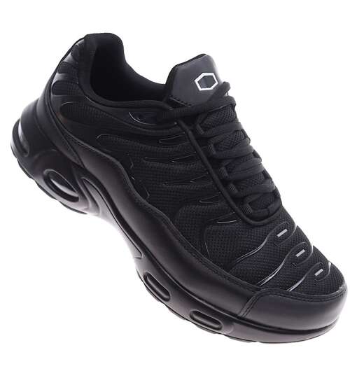 Czarne sznurowane męskie buty sportowe /F5-1 16288 T732/