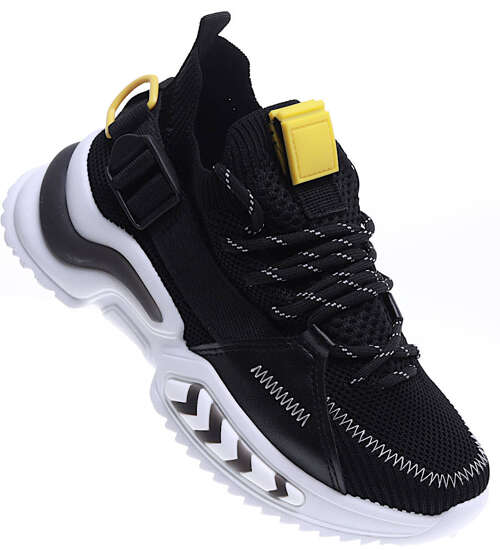 Czarne wsuwane buty sportowe damskie /F9-3 15822 T283/
