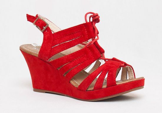 Czerwone sandały Lace up /A7-4 AB76 S109/
