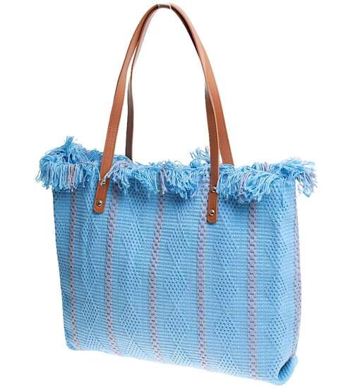 Duża niebieska parciana torba torebka Shopper Bag /H2-K24 TB546 M433/