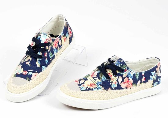 Espadryle w kwiaty /B5-3 Ae370 S163/ Navy