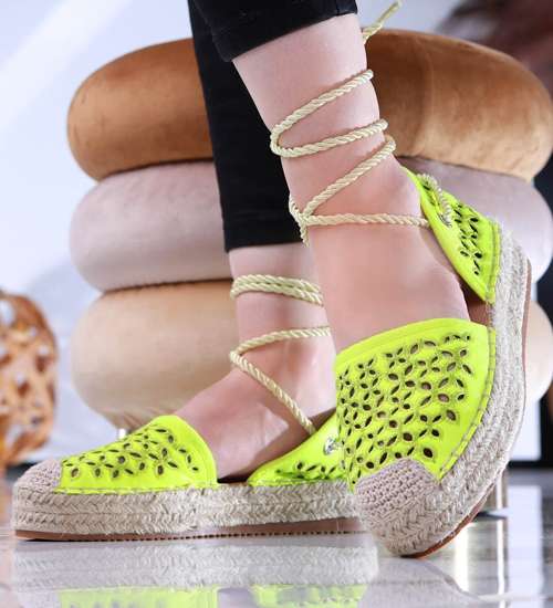 Fluorestencyjne sandały espadryle Green /A4-3 13893 T178/