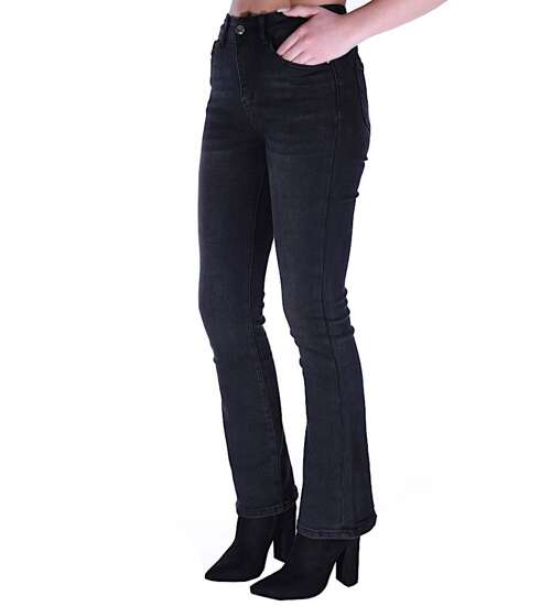 Jeansowe czarne spodnie damskie dzwony M'Sara /H UB726 L600/