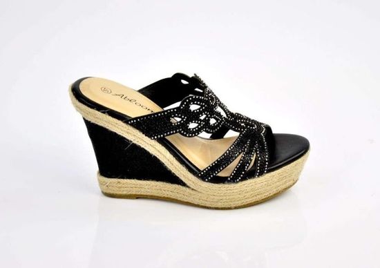 Klapki espadryle na koturnie /C2-3 Ae454 s231/ black