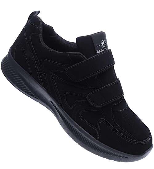 Męskie czarne buty na rzepy /G2-1 15790 T383/