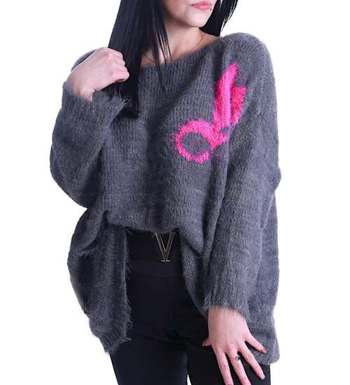 Oversizowy szary damski sweter Minouu /H UB715 L109/