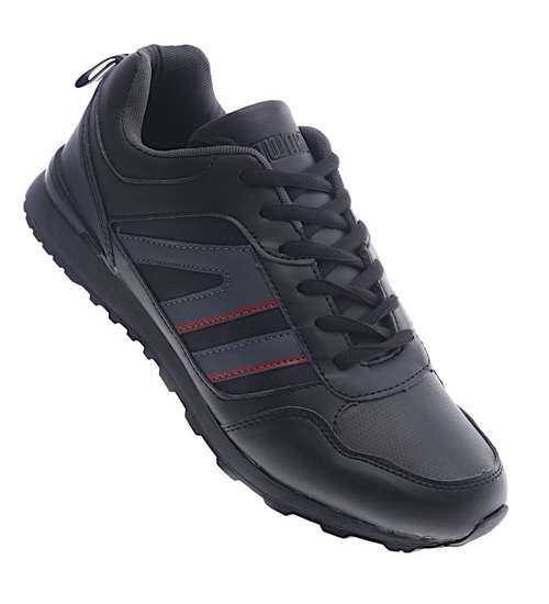 Sznurowane czarne buty sportowe /C1-1 13140 T484/