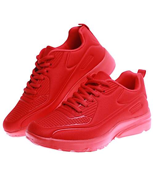 Sznurowane uniwersalne czerwone buty sportowe /A2-2 16090 T379/