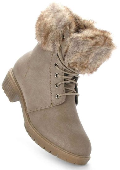 Trapery timberki z futerkiem KHAKI /G12-2 1163 S296/