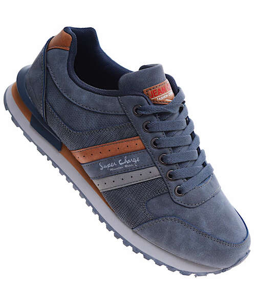 Wiązane casualowe buty sportowe Navy /E1-3 16678  T428/