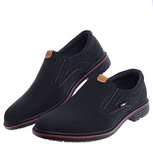 Wsuwane męskie półbuty czarne pantofle /E2-3 14663 S499/