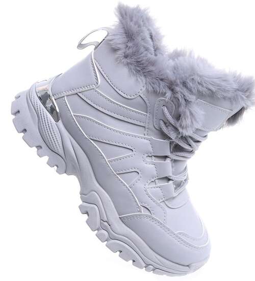 Zimowe ocieplane szare sneakersy dziewczęce /C4-3 15468 T481/