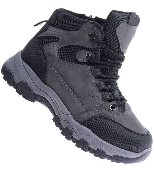 Zimowe szare chłopięce buty trekkingowe /G5-2 15389 T534/